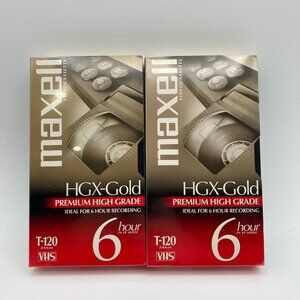 2 Pack Maxell HGX-Gold Premium High Grade T-120 6 Hour VHS Tapes New Sealed
